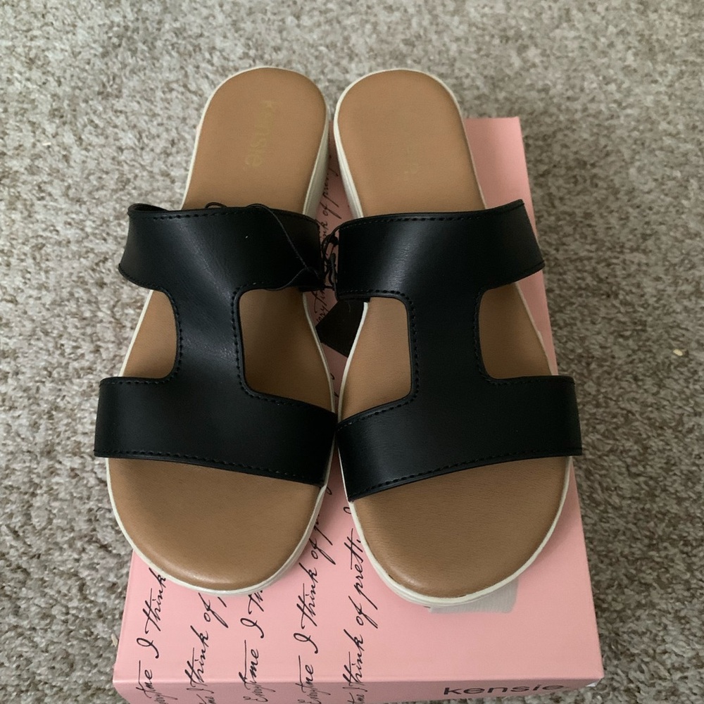 New Kensie Ladies' Size 7M Elena H Band Sandal, Black - Picture 3 of 10